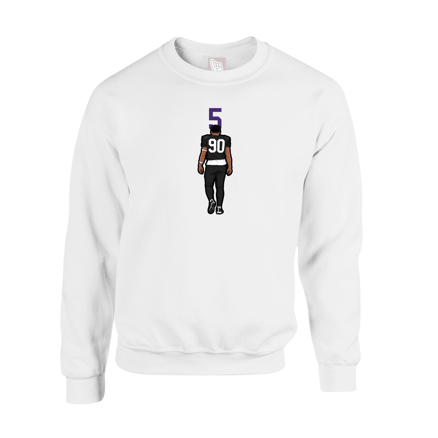 Fleece Crew — Number Top in White