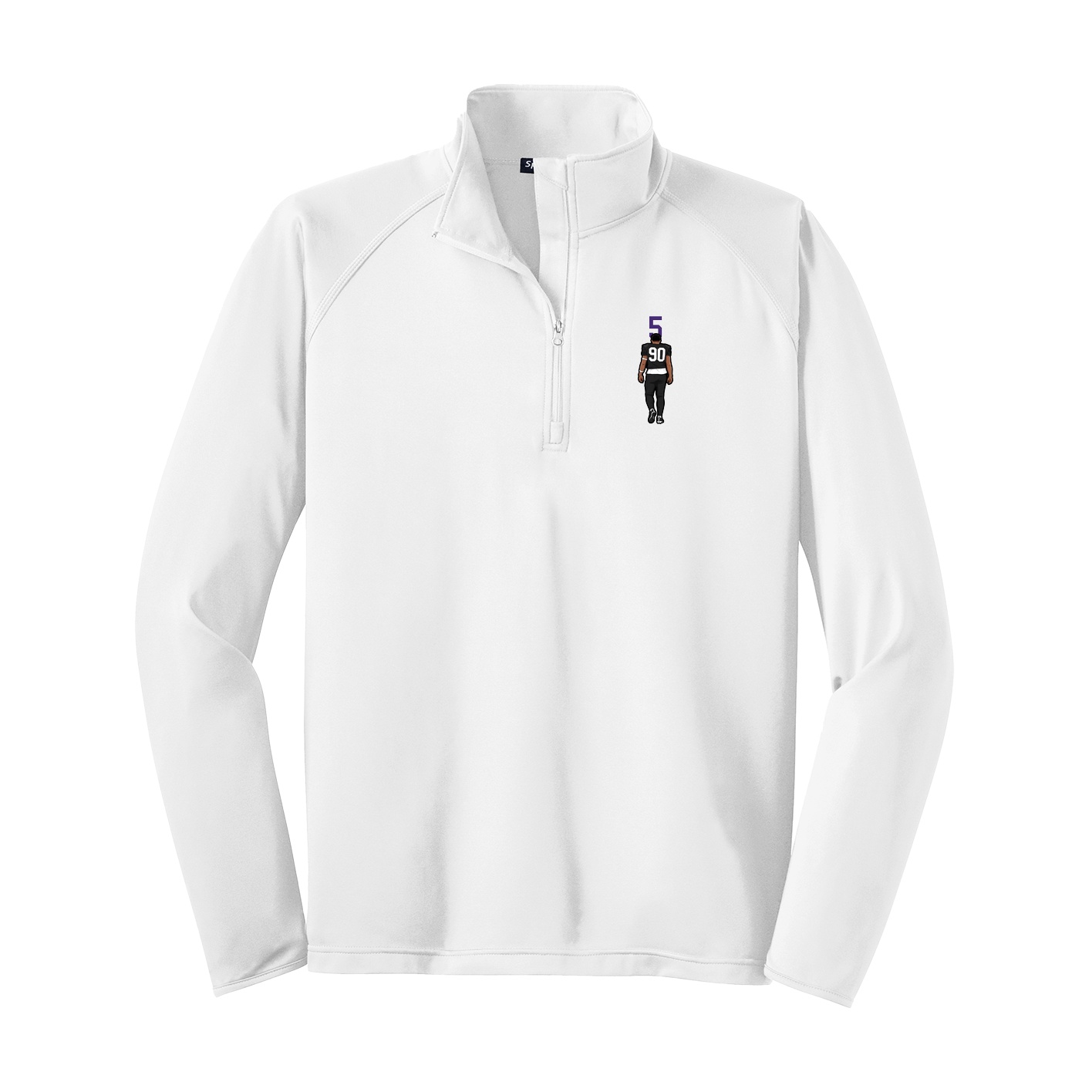 Q-Zip Pullover — Number Top in White