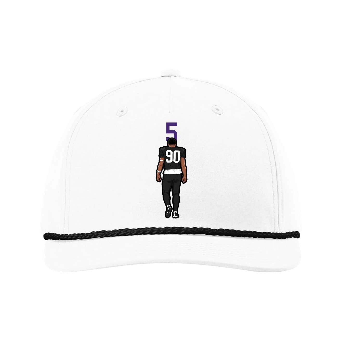 Five-Panel Classic Rope Cap — Number Top in White