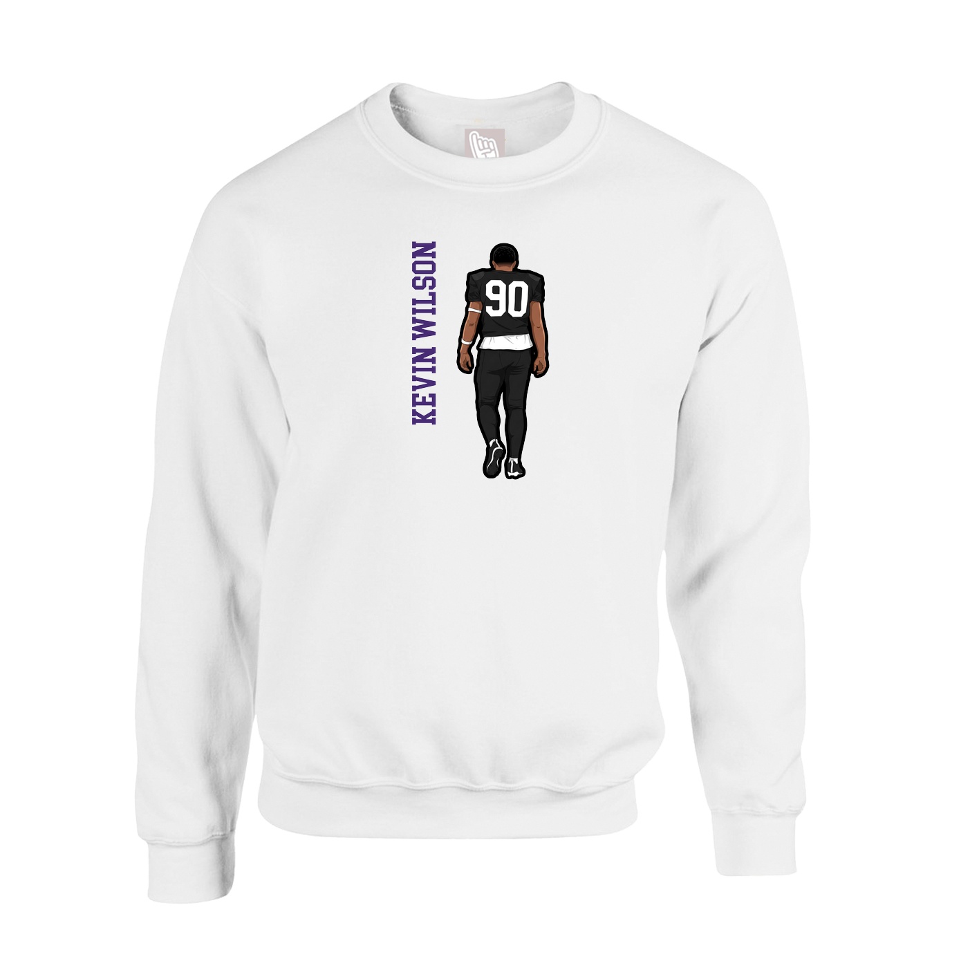 Fleece Crew — Name Vertical in White