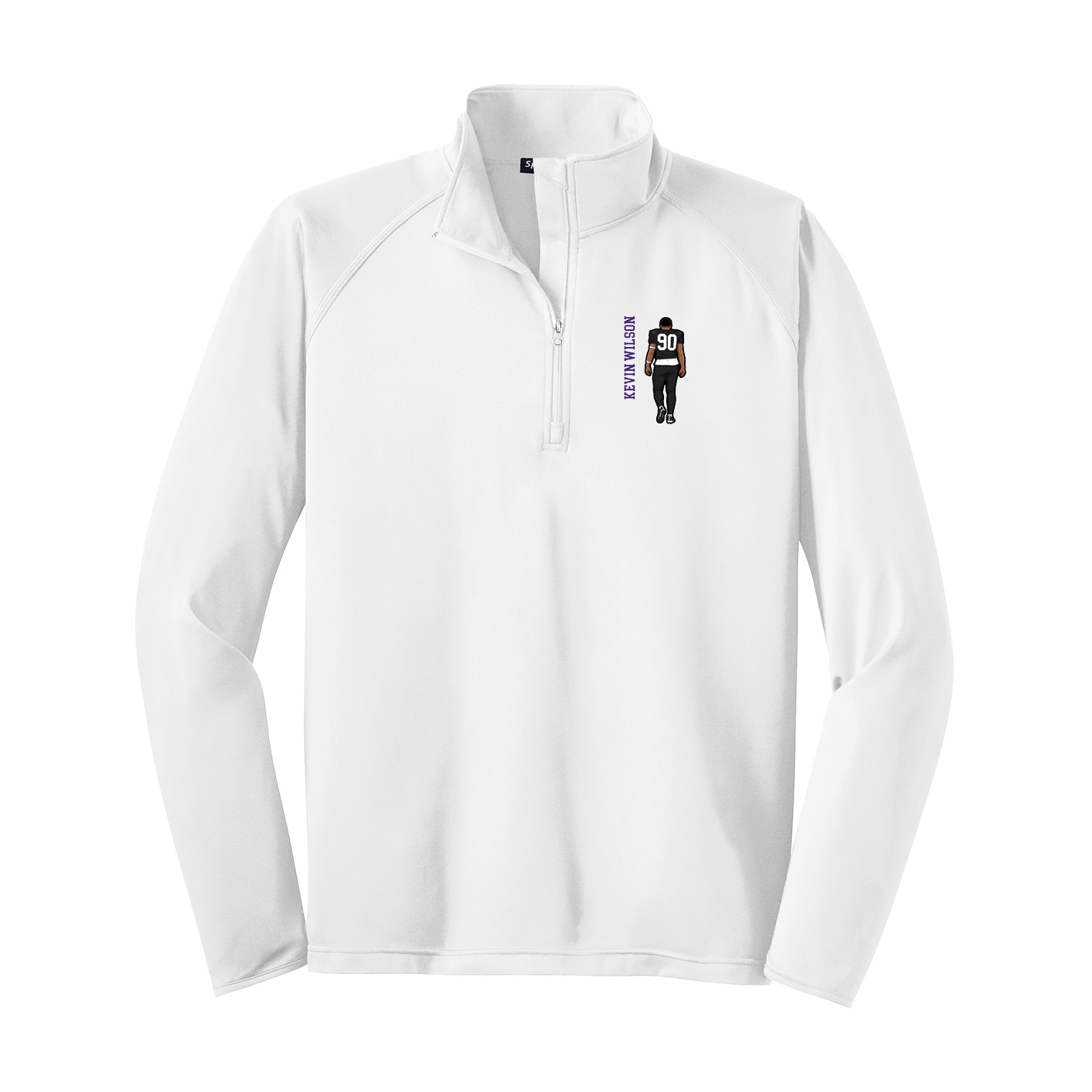 Q-Zip Pullover — Name Vertical in White