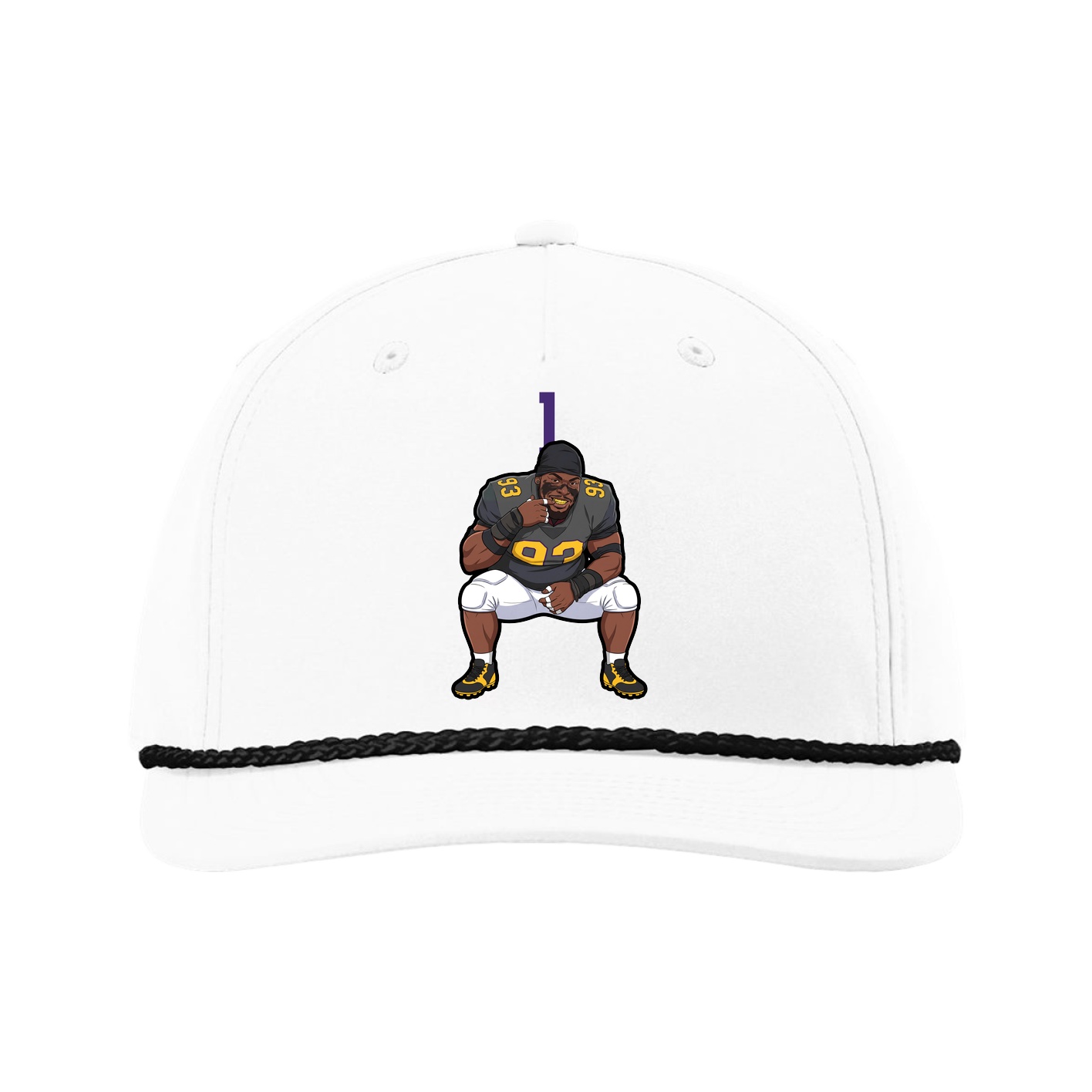 Five-Panel Classic Rope Cap — Number Top in White