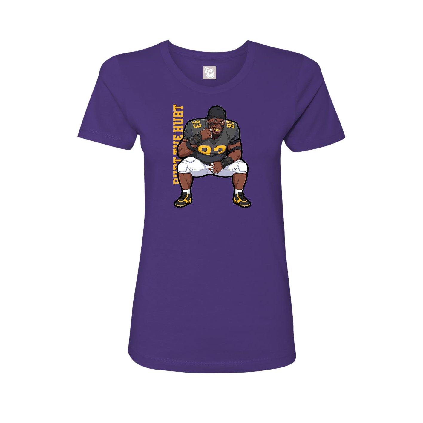Fitted Women's Tee — Name Vertical in Purple