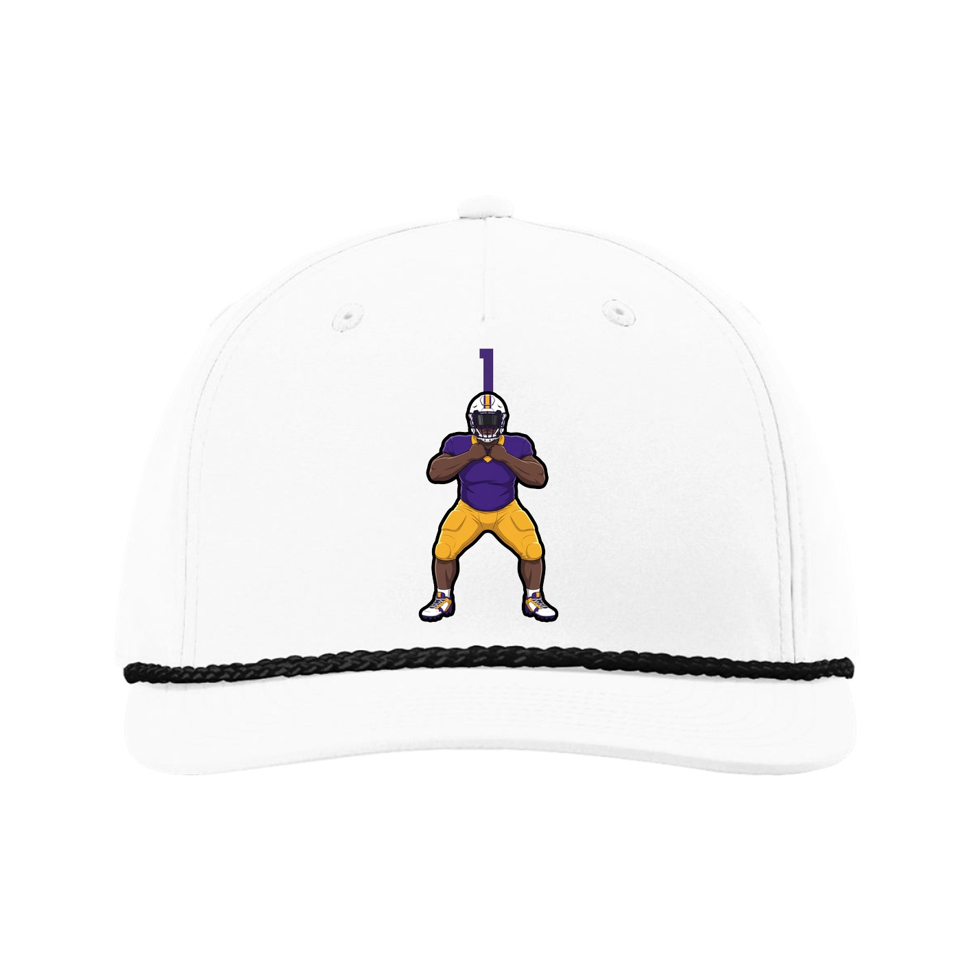 Five-Panel Classic Rope Cap — Number Top in White