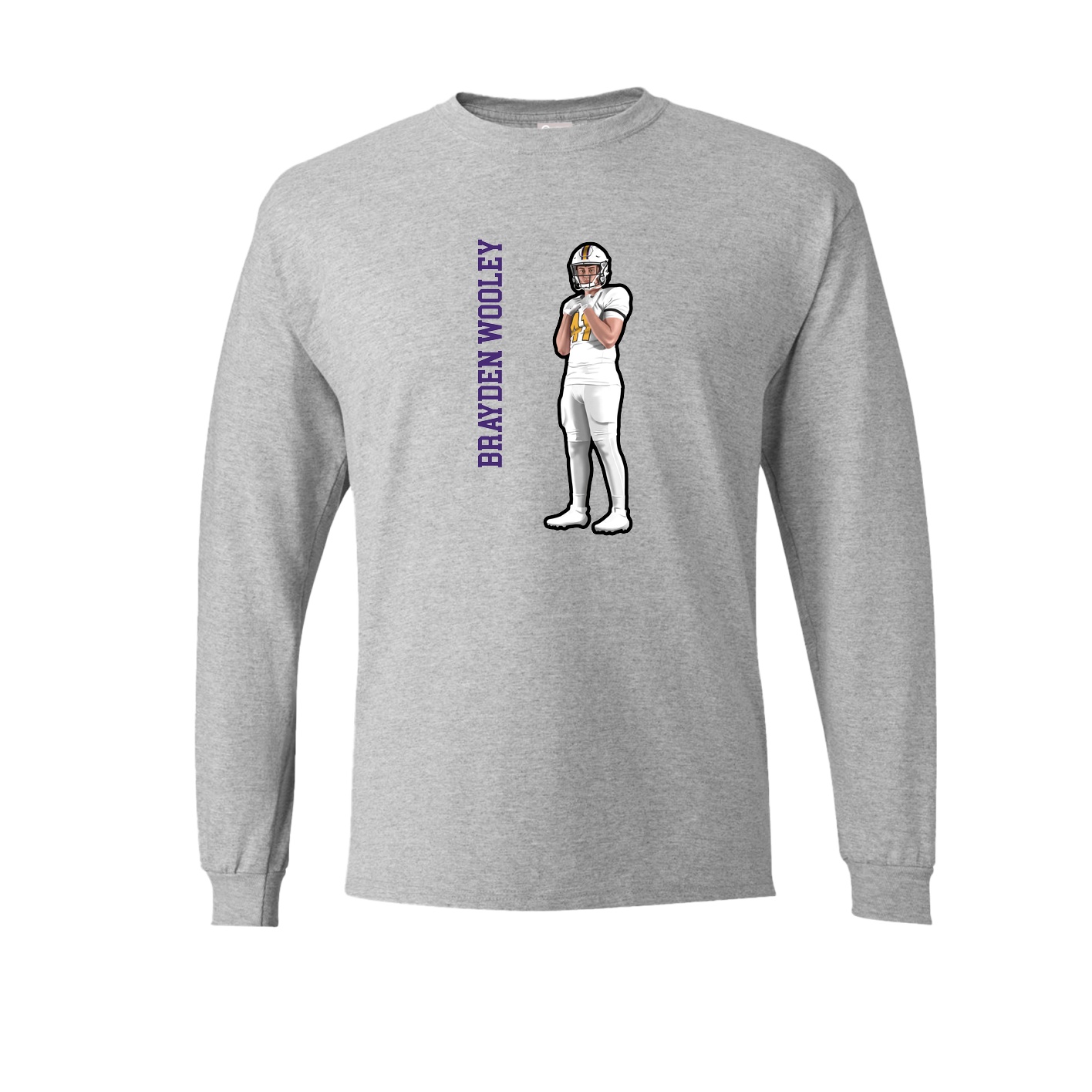 Long Sleeve Tee — Name Vertical in Grey