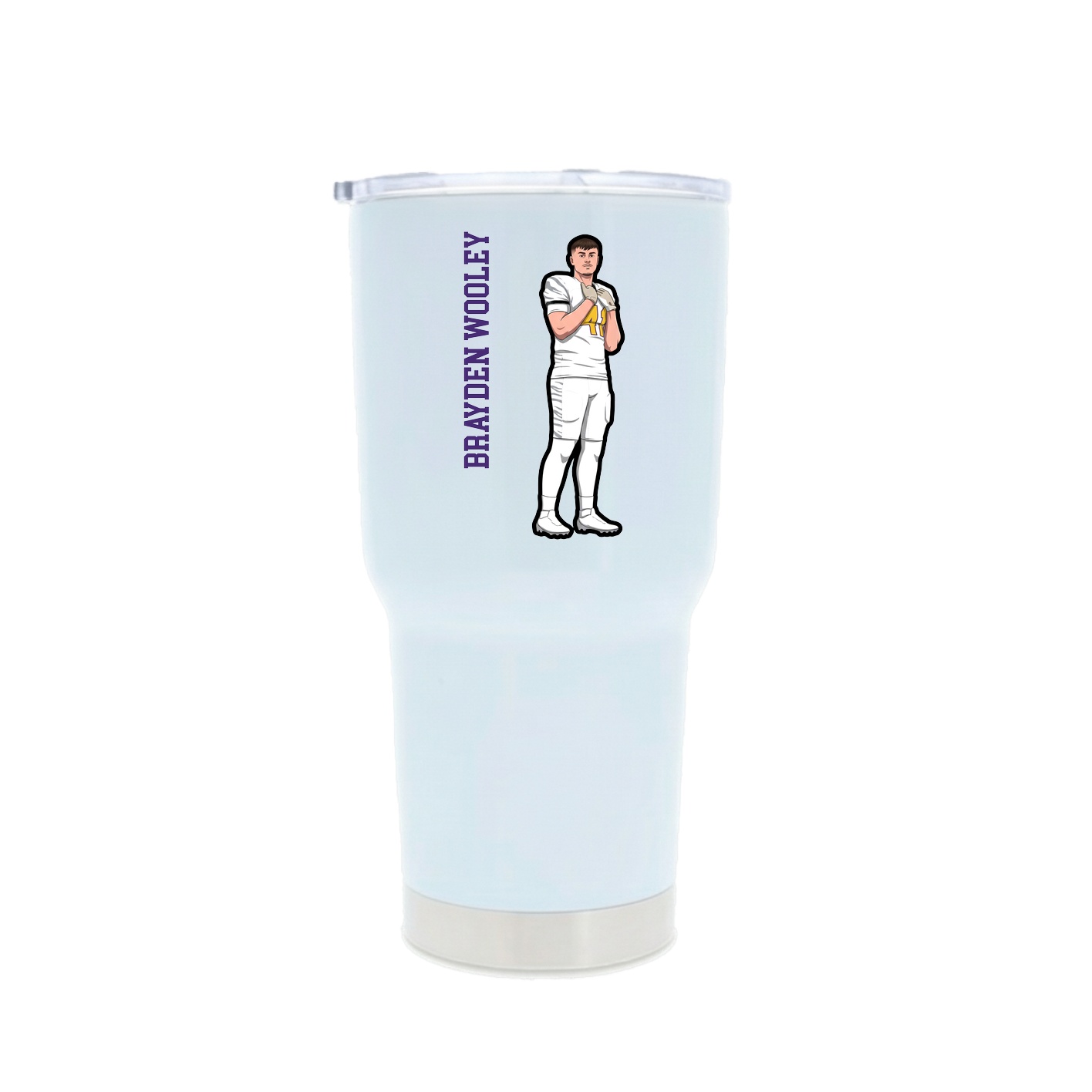 30oz Stainless Steel Tumbler — Name Vertical in White