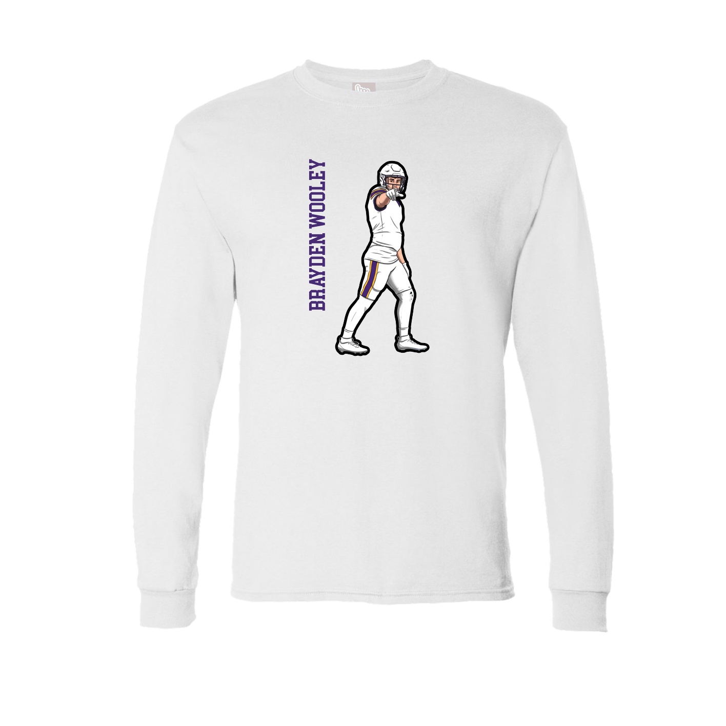 Long Sleeve Tee — Name Vertical in White
