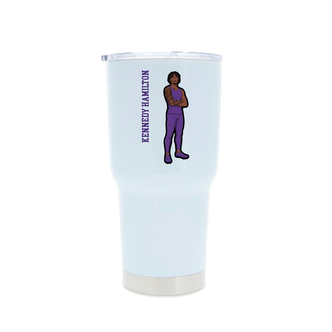 30oz Stainless Steel Tumbler — Name Vertical in White