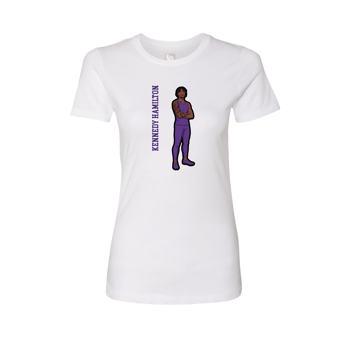 Womens Tee — Name Vertical in White