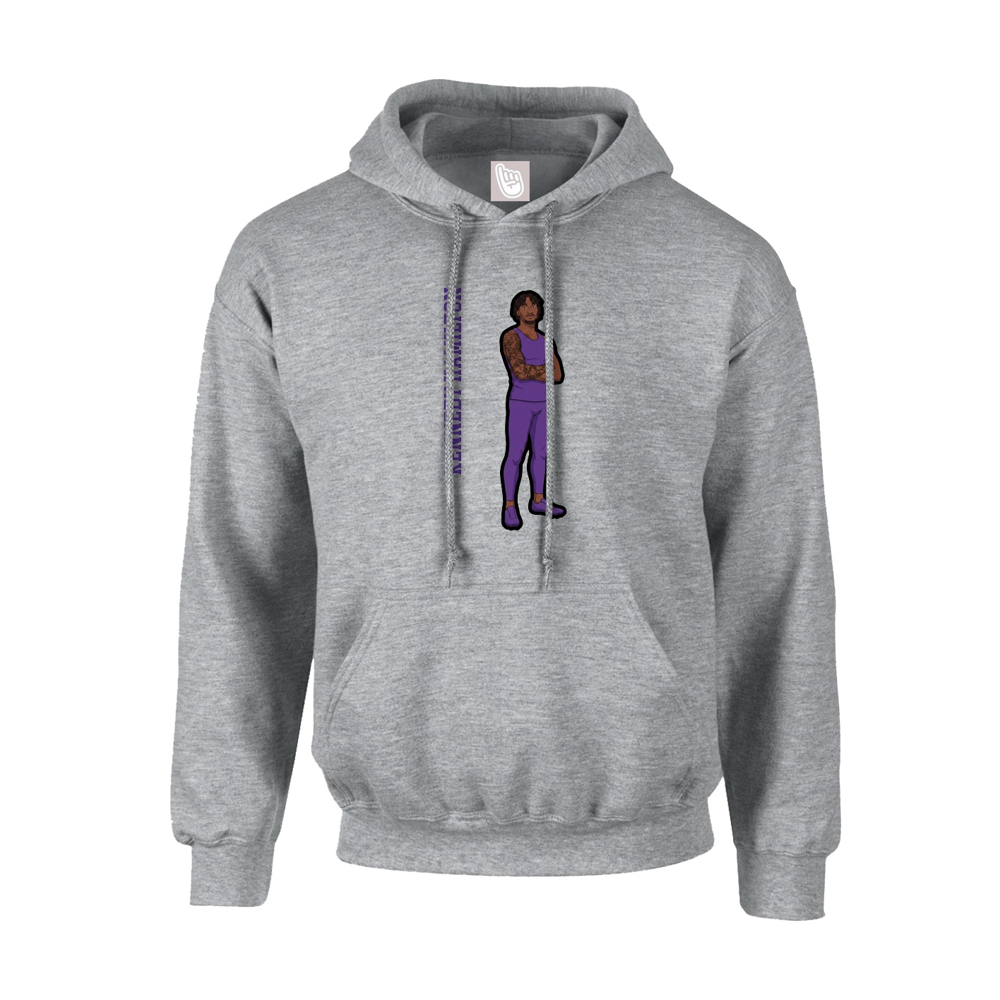 Hoodie — Name Vertical in Grey