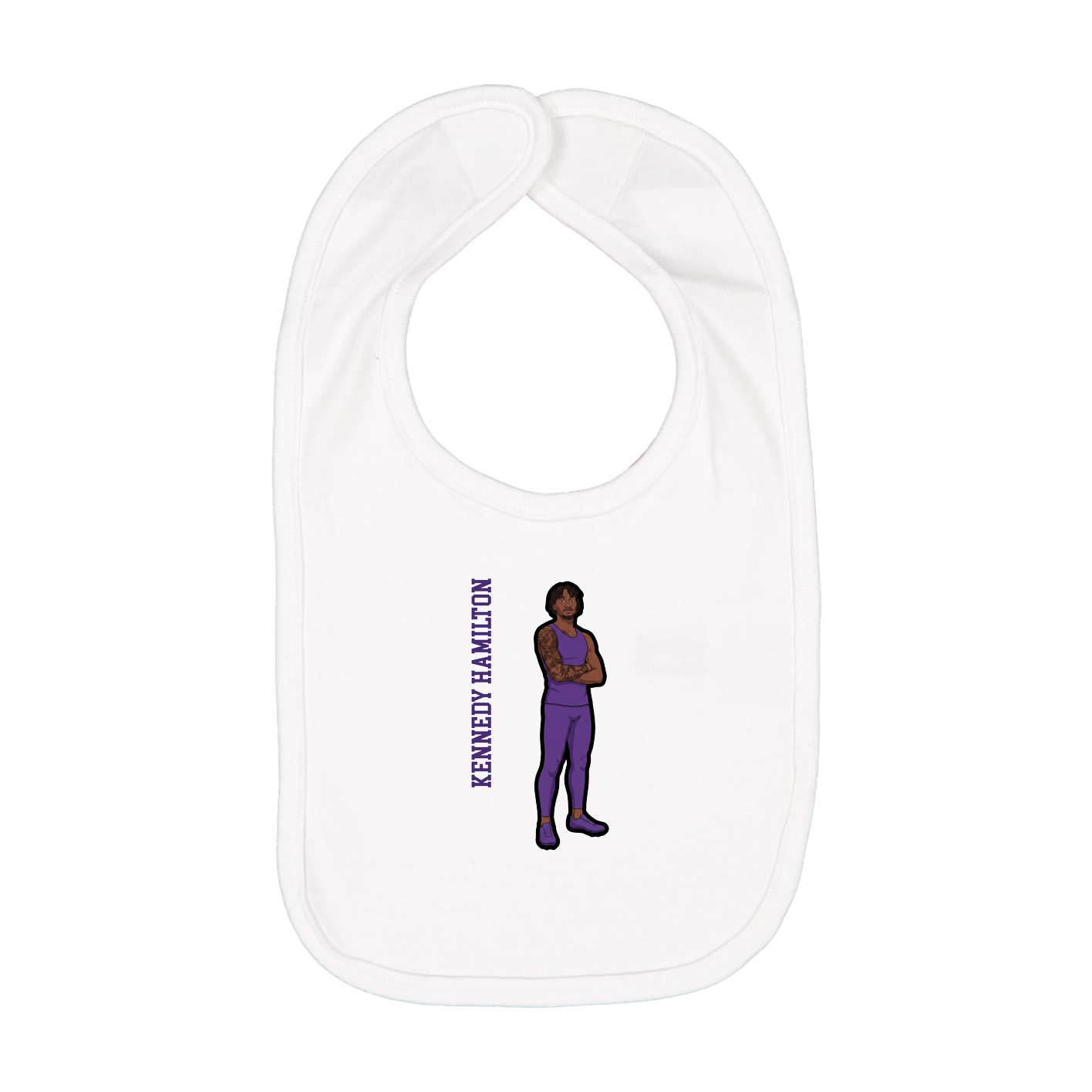 Infant Bib — Name Vertical in White