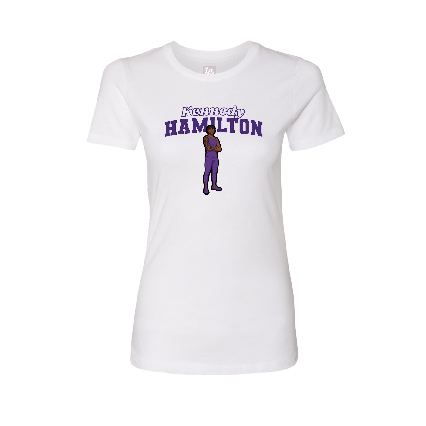 Womens Tee — Name Arch in White