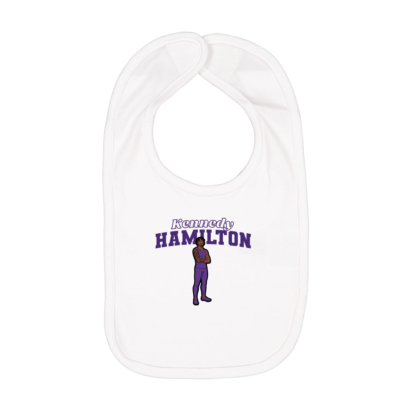Infant Bib — Name Arch in White