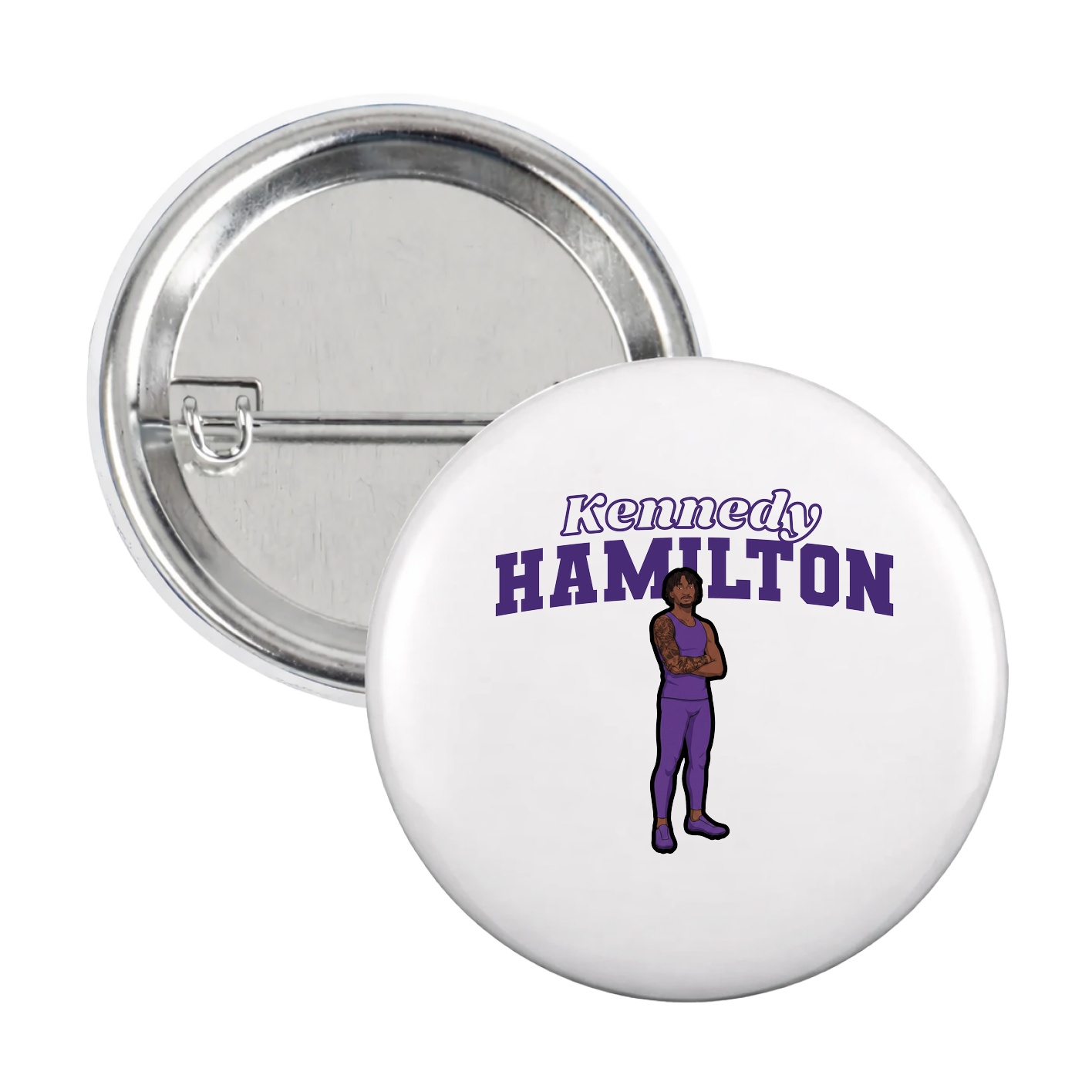 Game Day Button — Name Arch in White