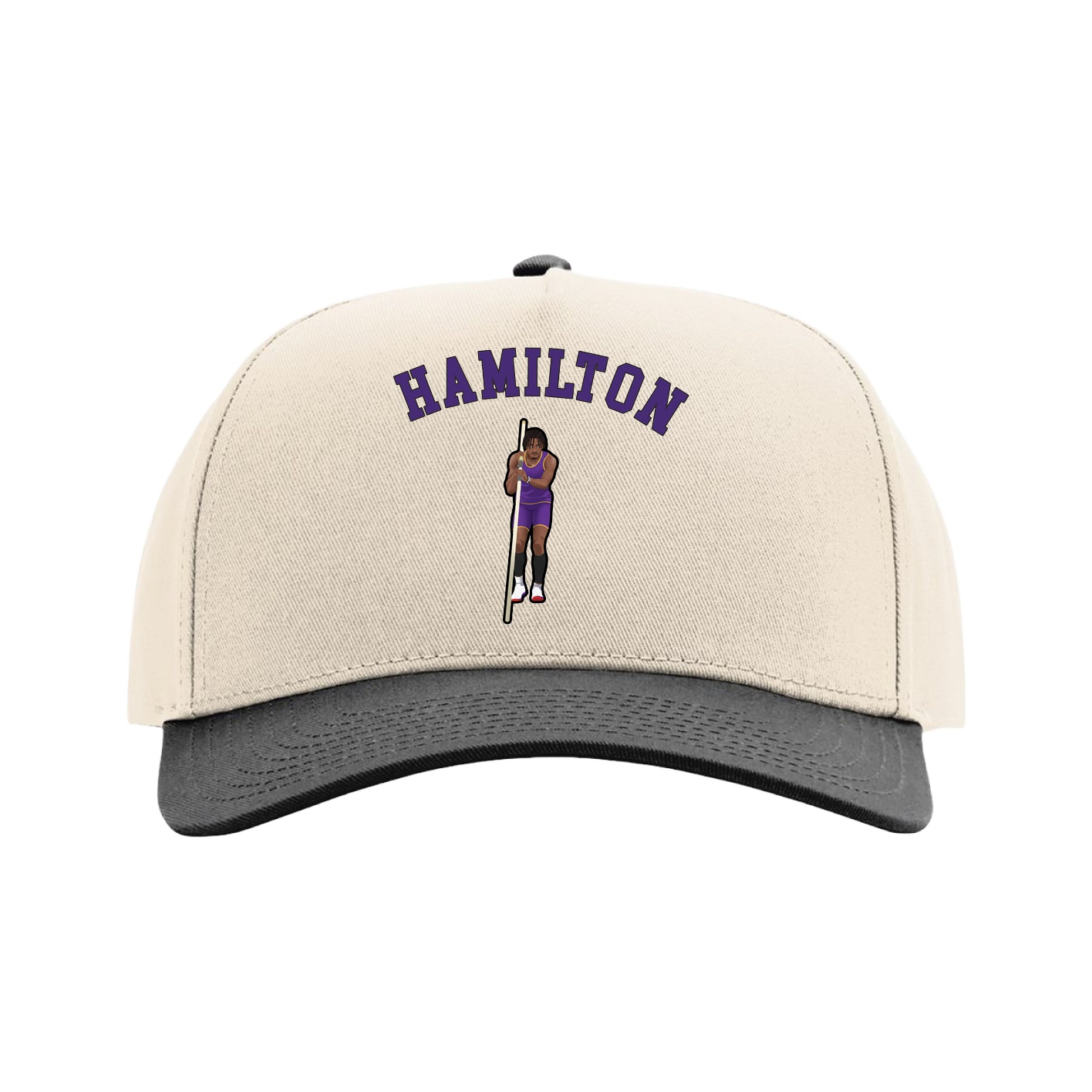 Full Fabric Five-Panel Champ Cap — Shirsey Arch in Cream/Black