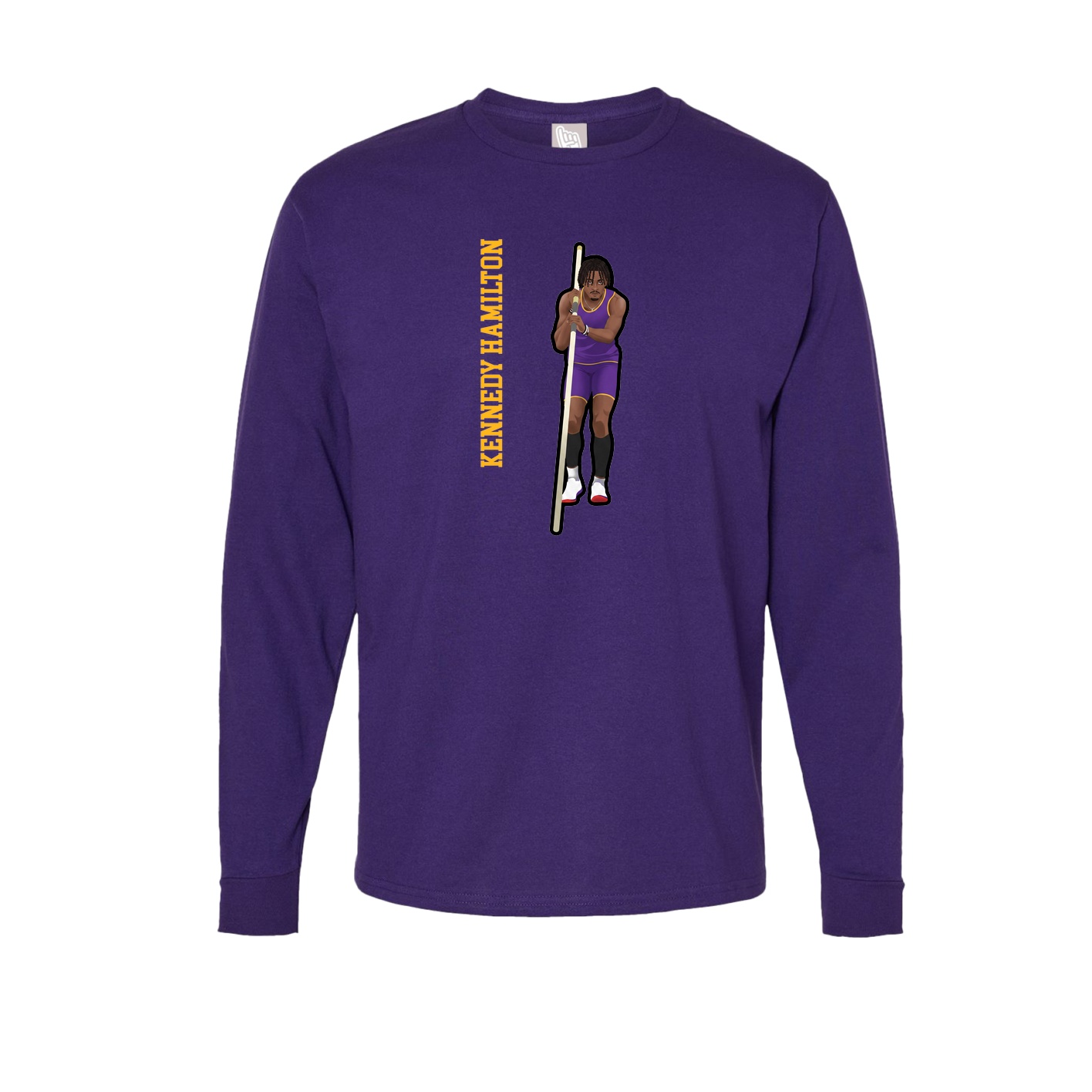 Long Sleeve Tee — Name Vertical in Purple