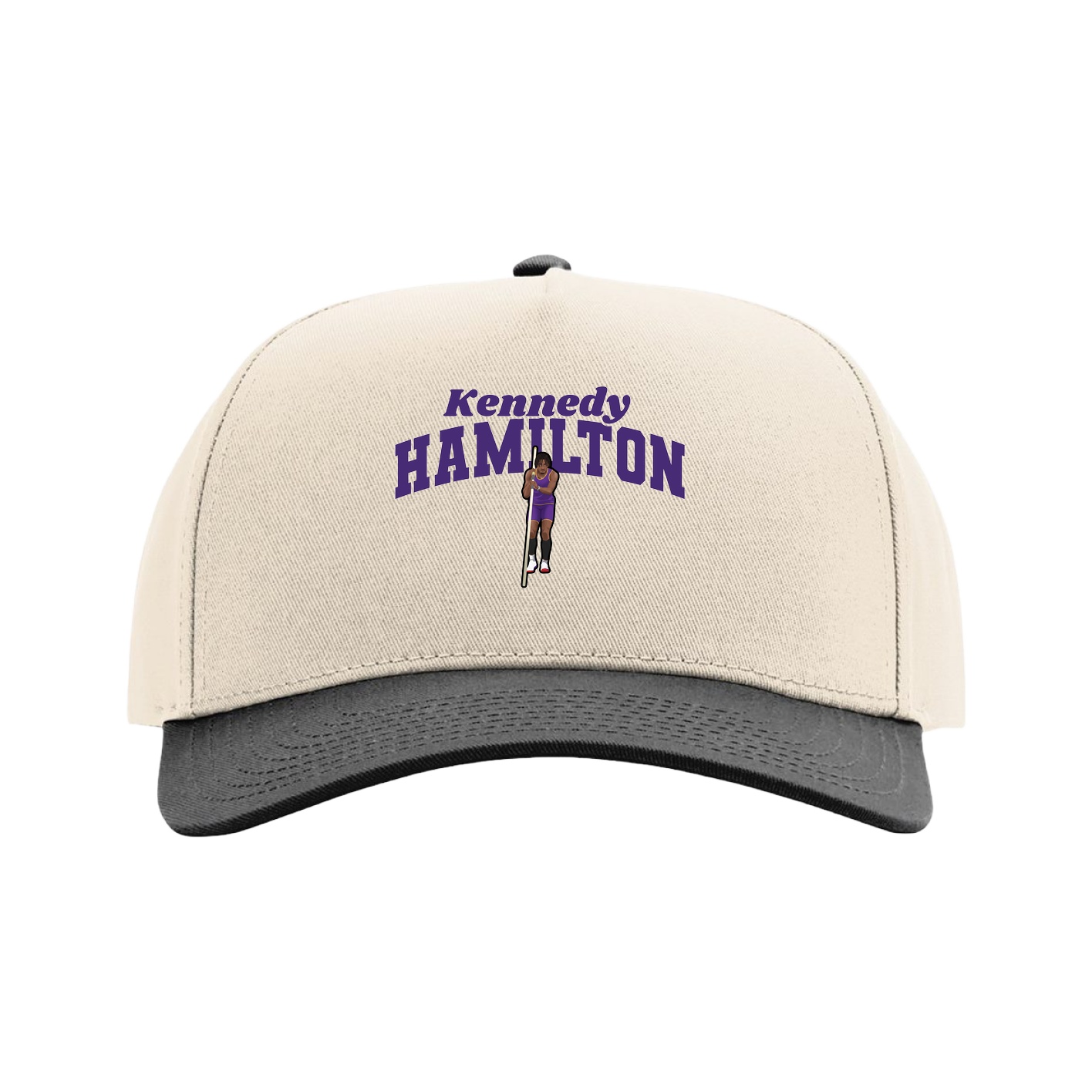 Full Fabric Five-Panel Champ Cap — Signature Arch in Cream/Black