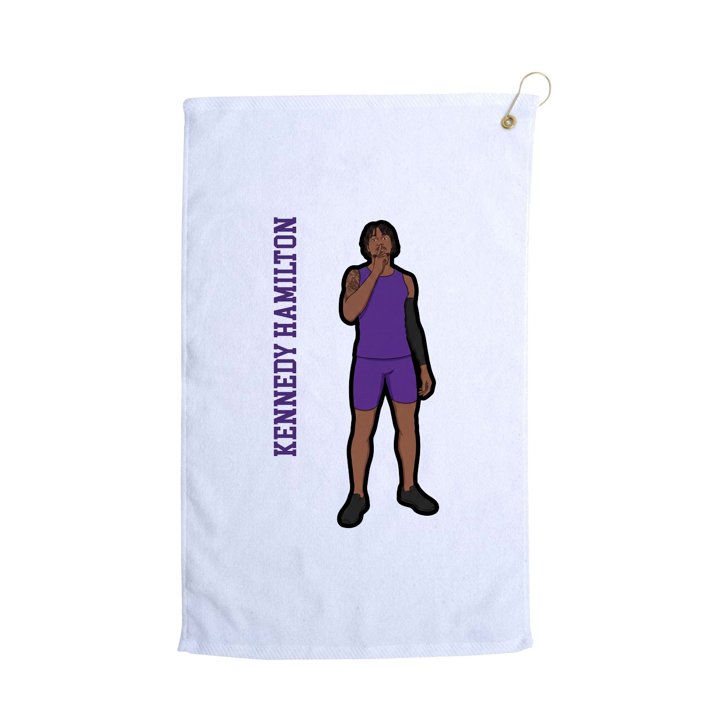 Golf Towel — Name Vertical in White
