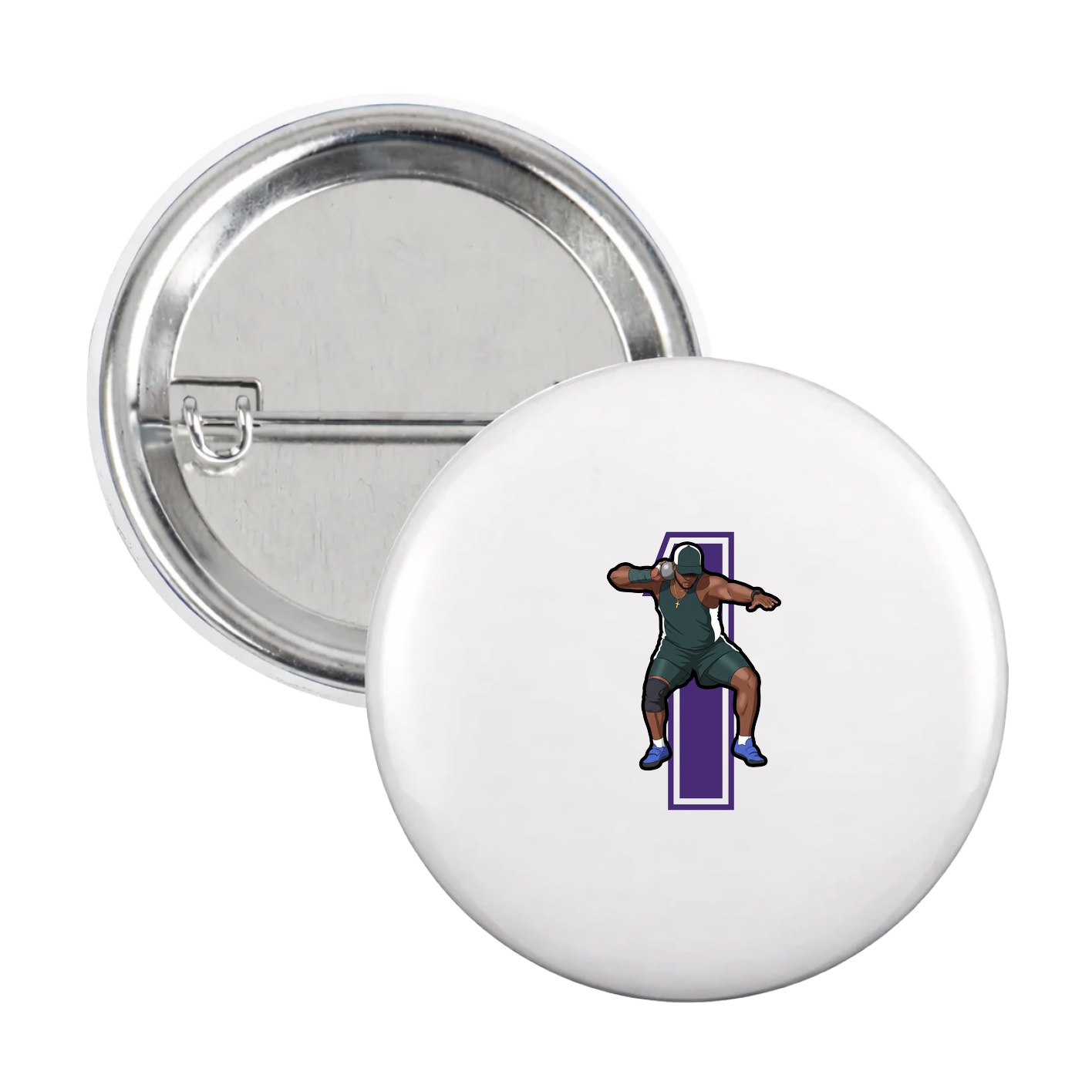 Game Day Button — Number in White