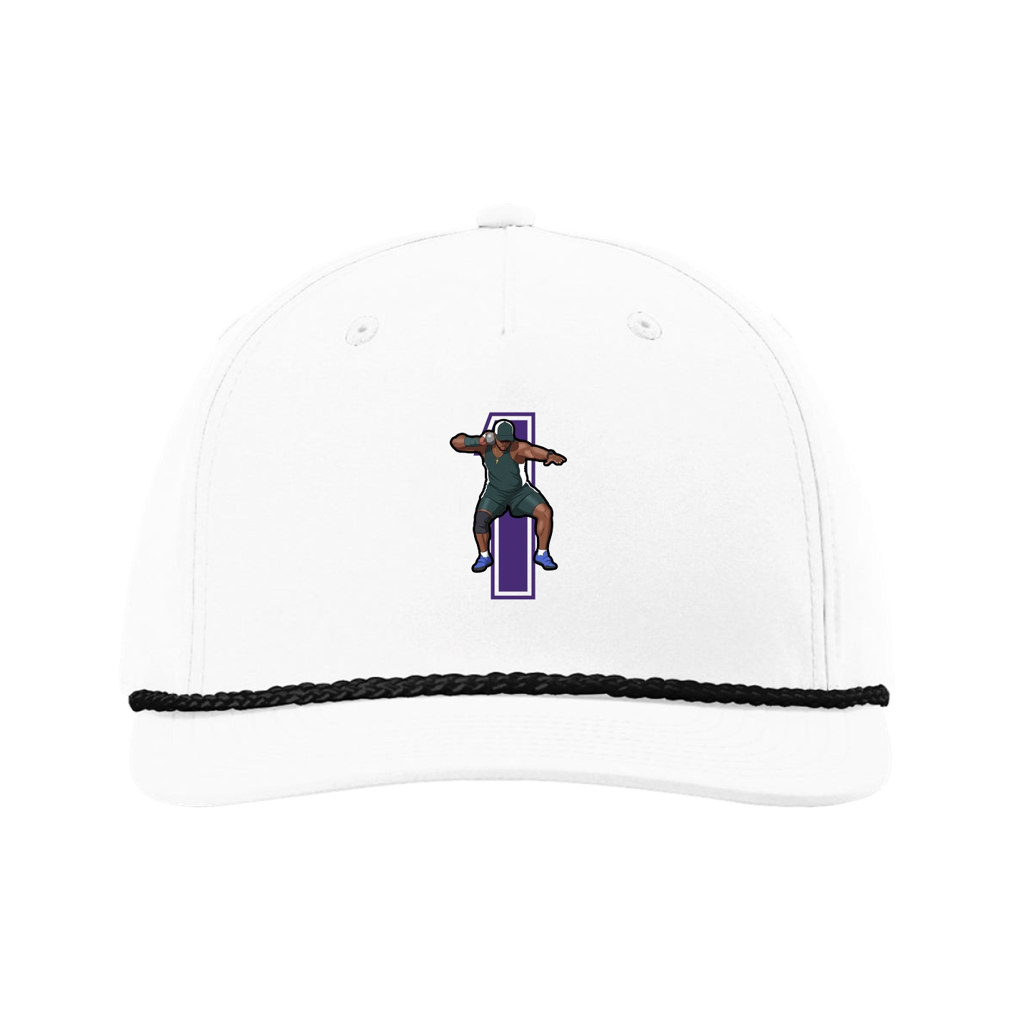 Five-Panel Classic Rope Cap — Number in White
