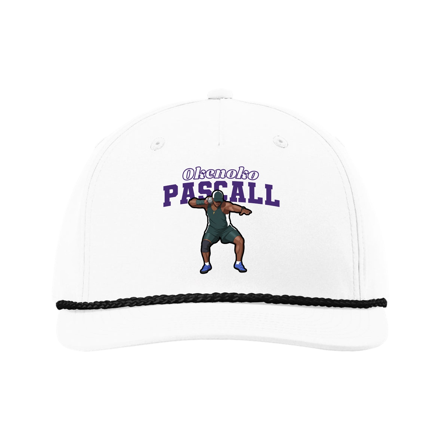 Five-Panel Classic Rope Cap — Name Arch in White