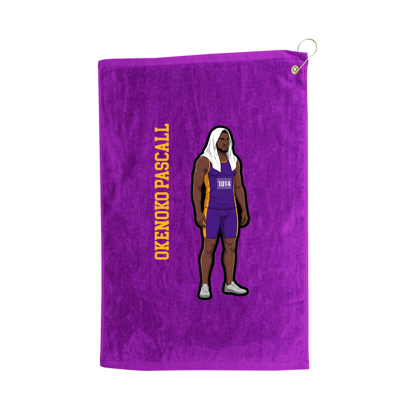 Golf Towel — Name Vertical in Purple