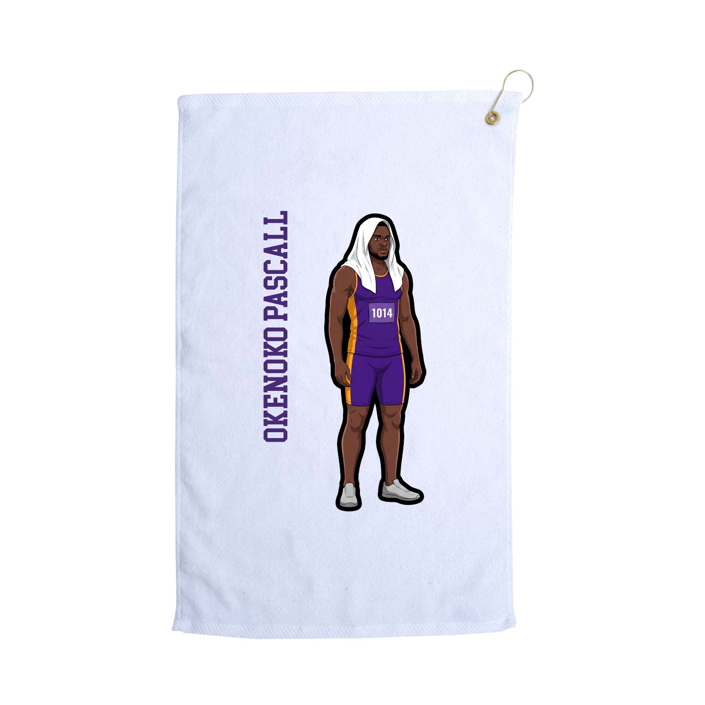 Golf Towel — Name Vertical in White