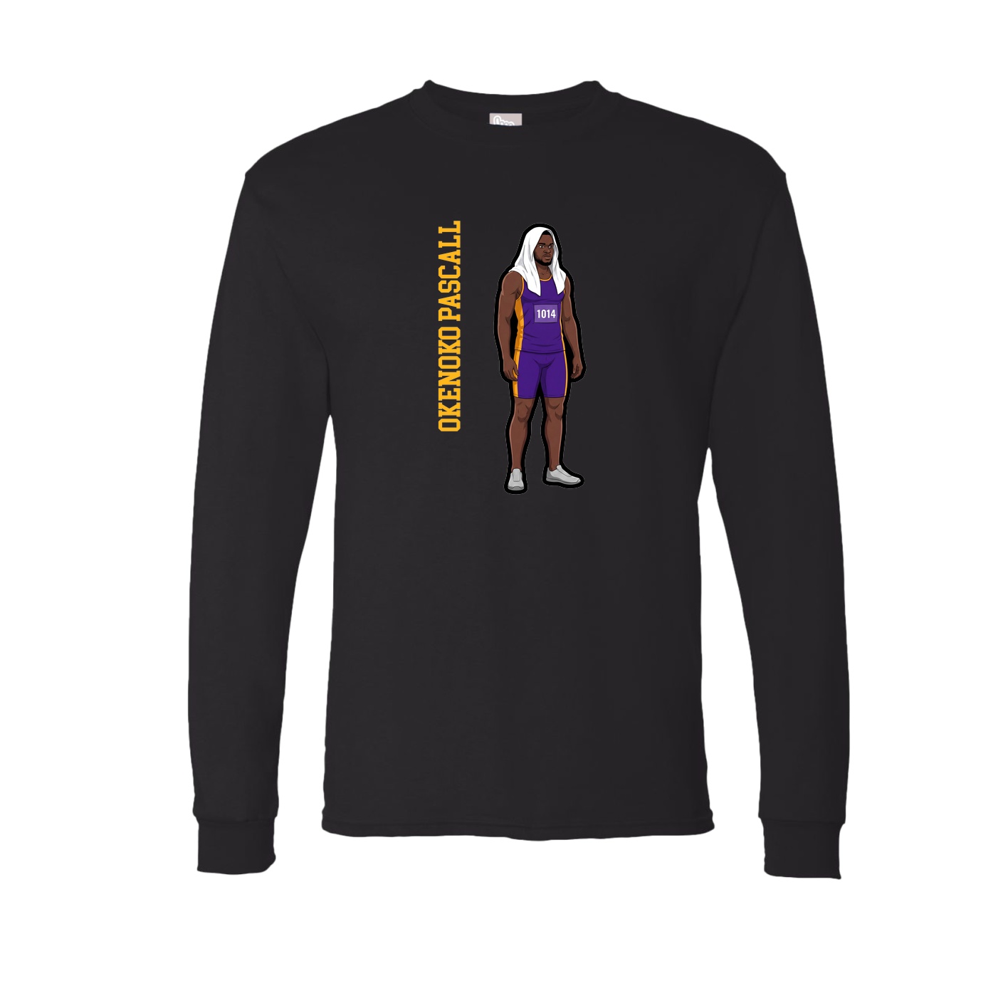 Long Sleeve Tee — Name Vertical in Black