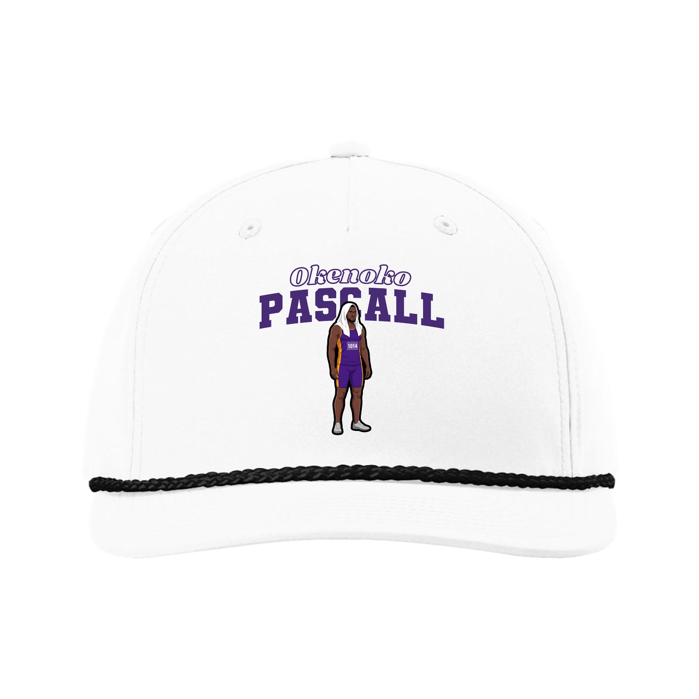 Five-Panel Classic Rope Cap — Name Arch in White