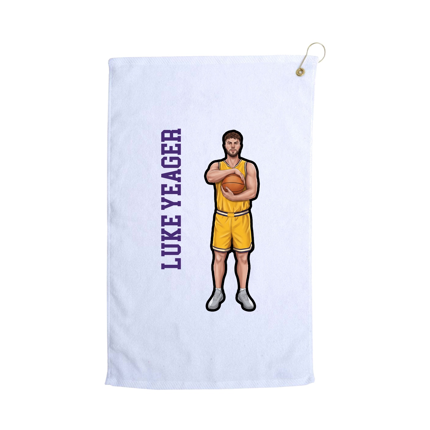 Golf Towel — Name Vertical in White