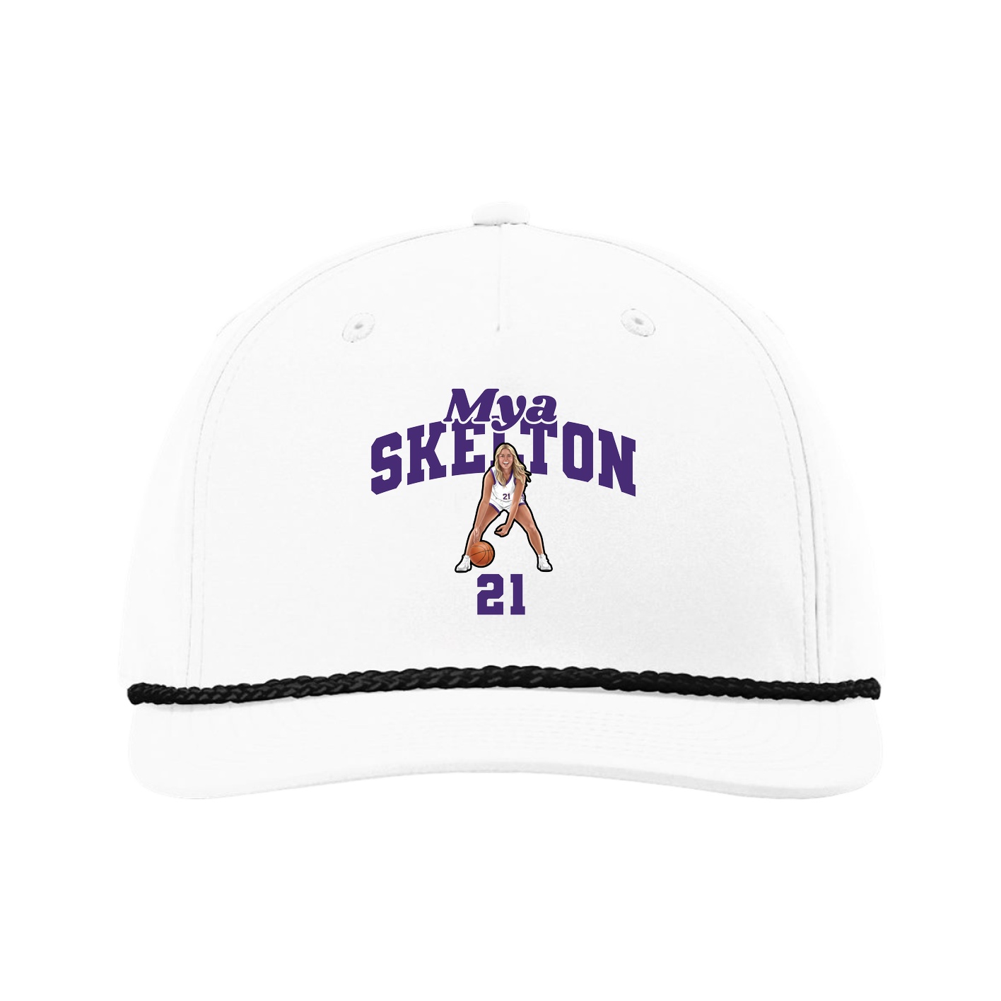 Five-Panel Classic Rope Cap — Signature Arch in White