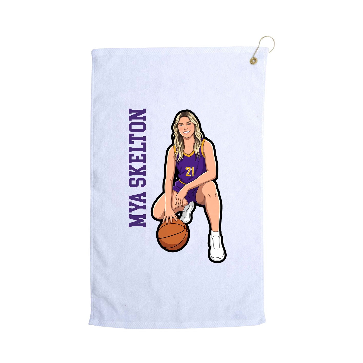 Golf Towel — Name Vertical in White