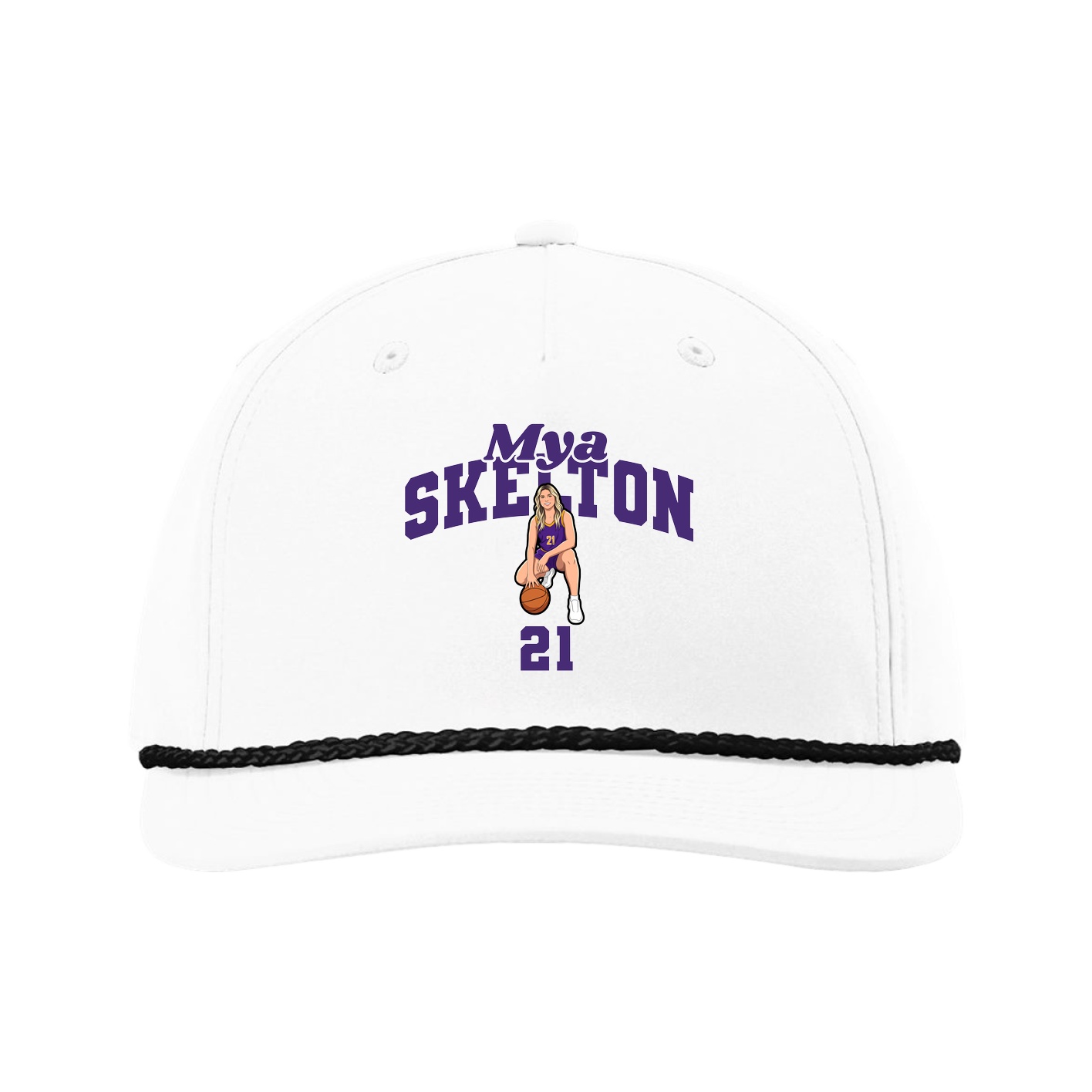 Five-Panel Classic Rope Cap — Signature Arch in White