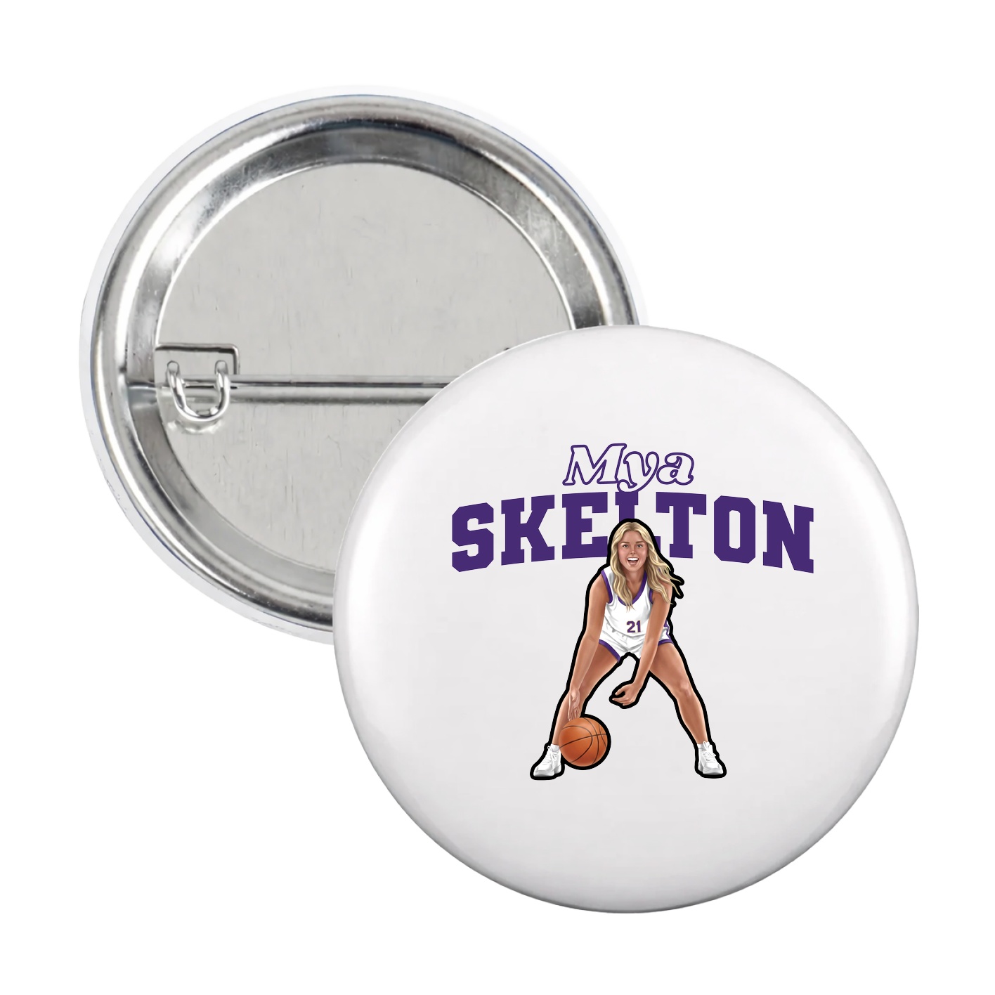 Game Day Button — Name Arch in White