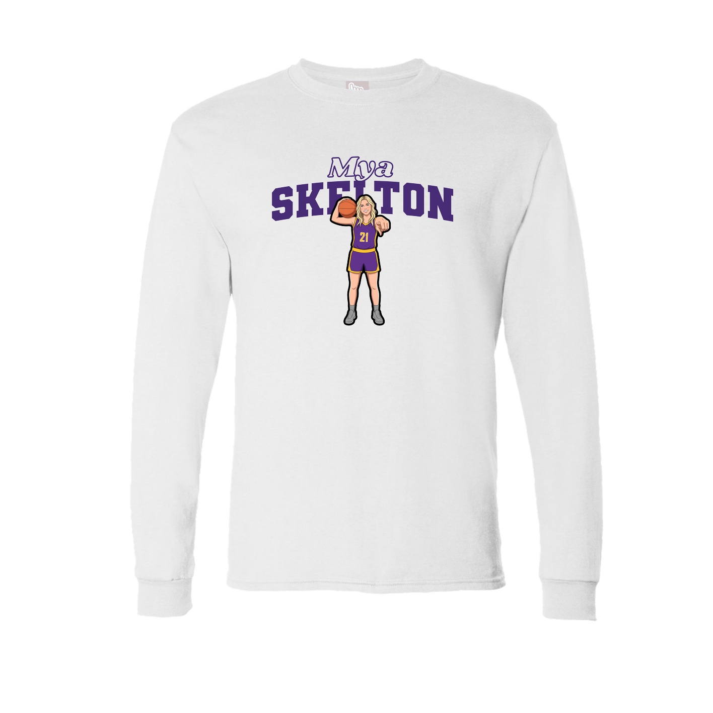 Long Sleeve Tee — Name Arch in White