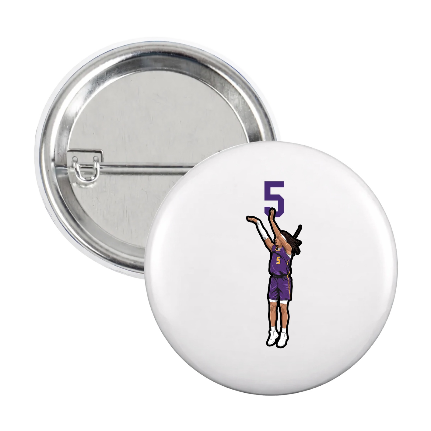 Game Day Button — Number Top in White