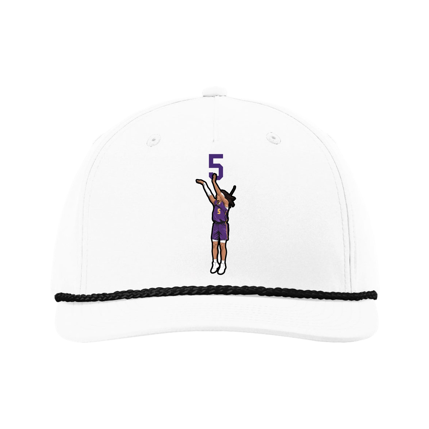 Five-Panel Classic Rope Cap — Number Top in White