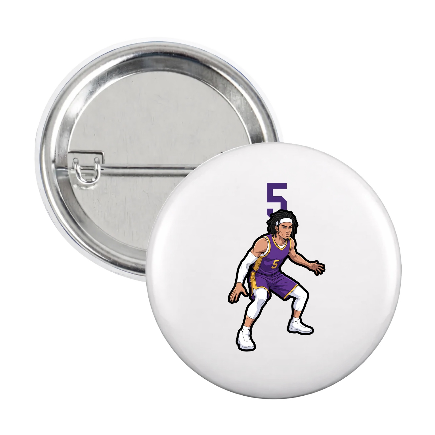Game Day Button — Number Top in White