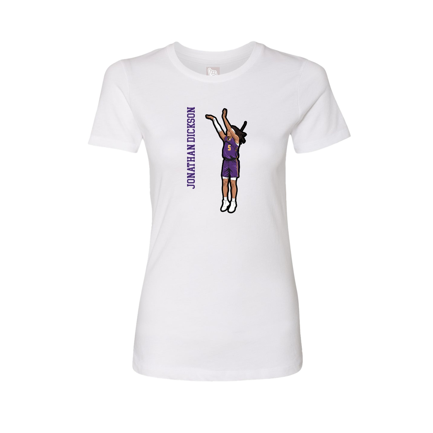 Fitted Women's Tee — Name Vertical in White