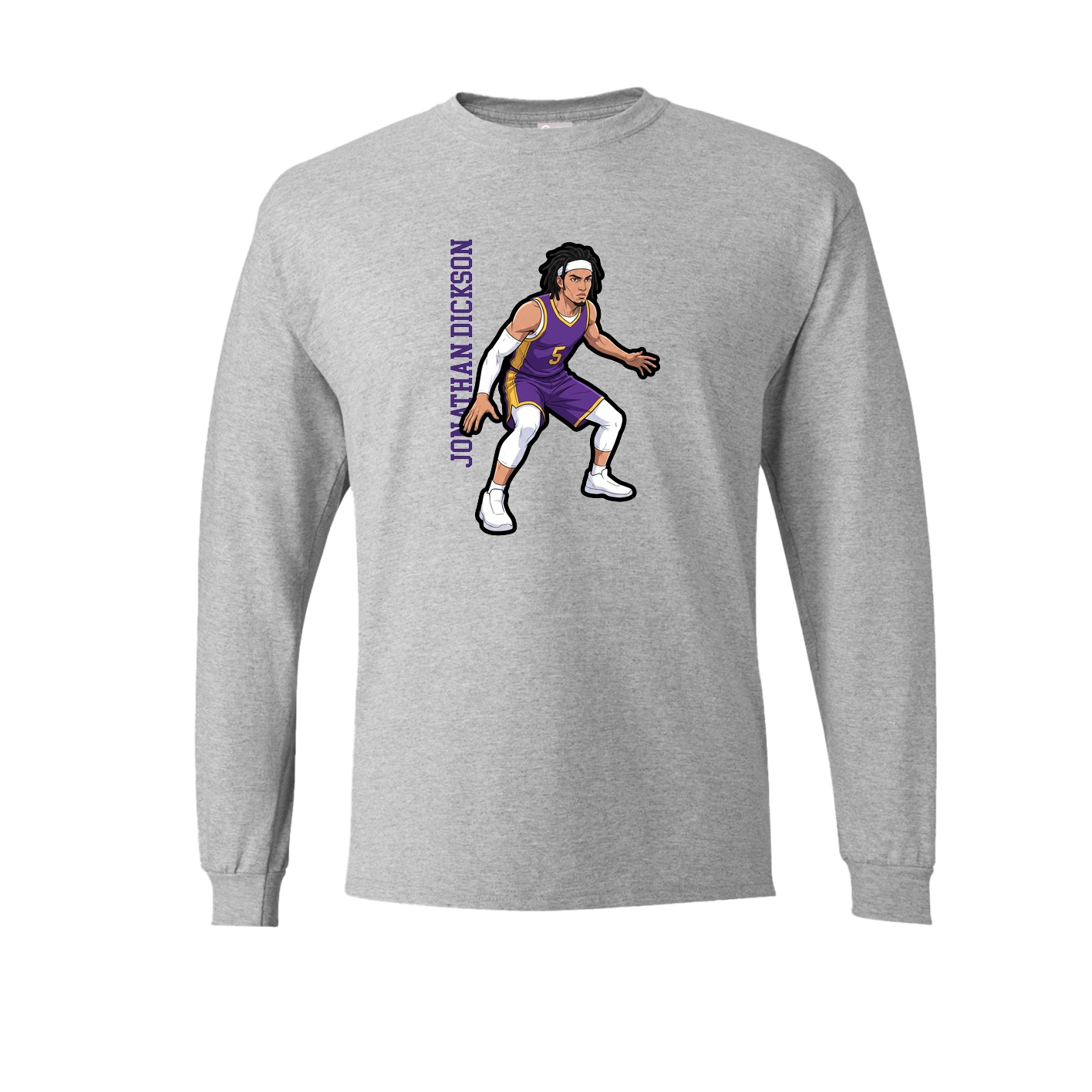 Long Sleeve Tee — Name Vertical in Grey
