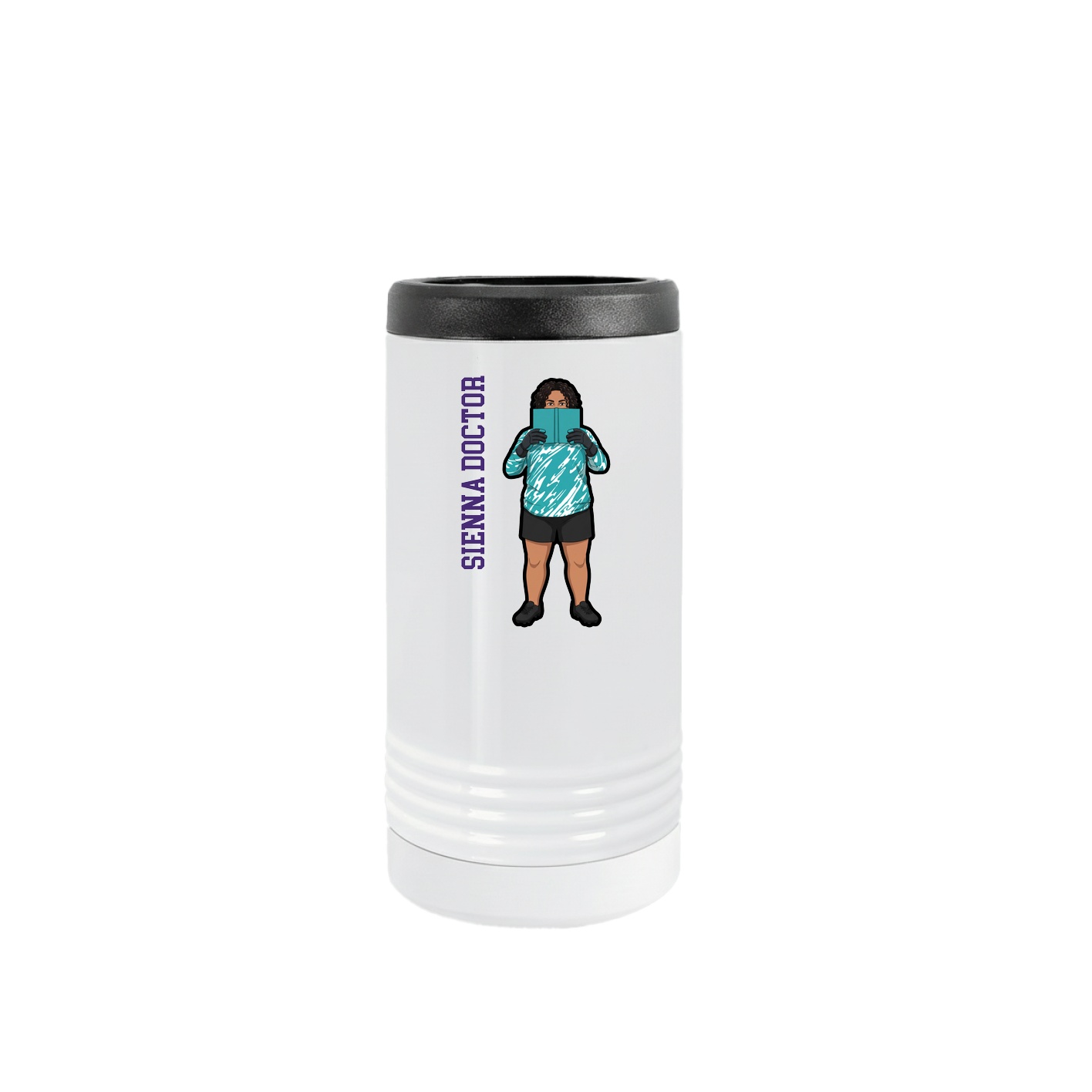 Slim Beverage Holder — Name Vertical in White