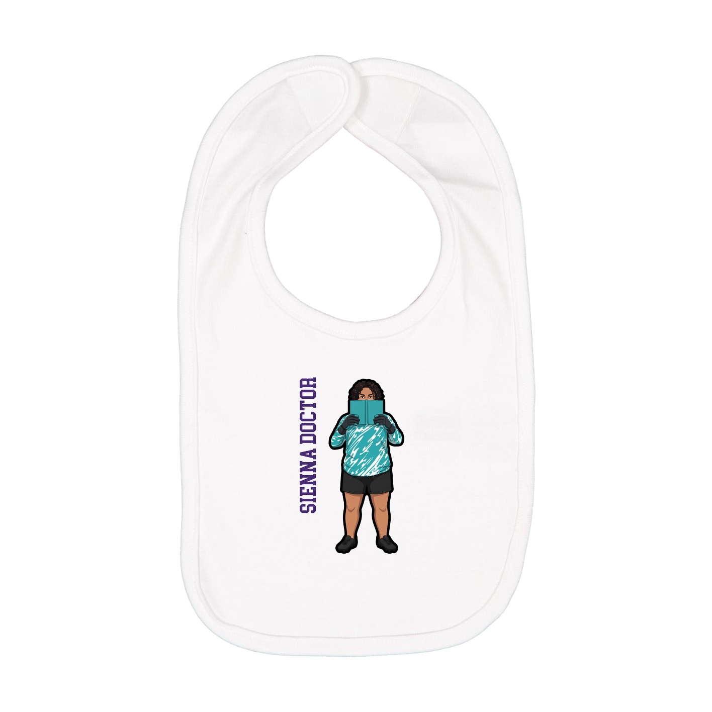 Infant Bib — Name Vertical in White