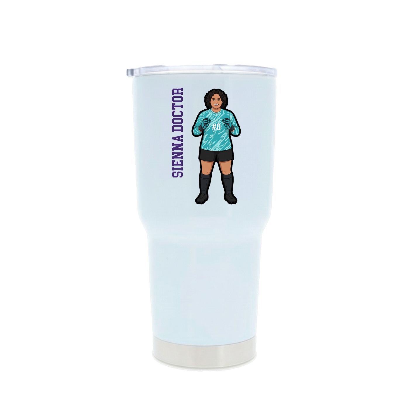 30oz Stainless Steel Tumbler — Name Vertical in White
