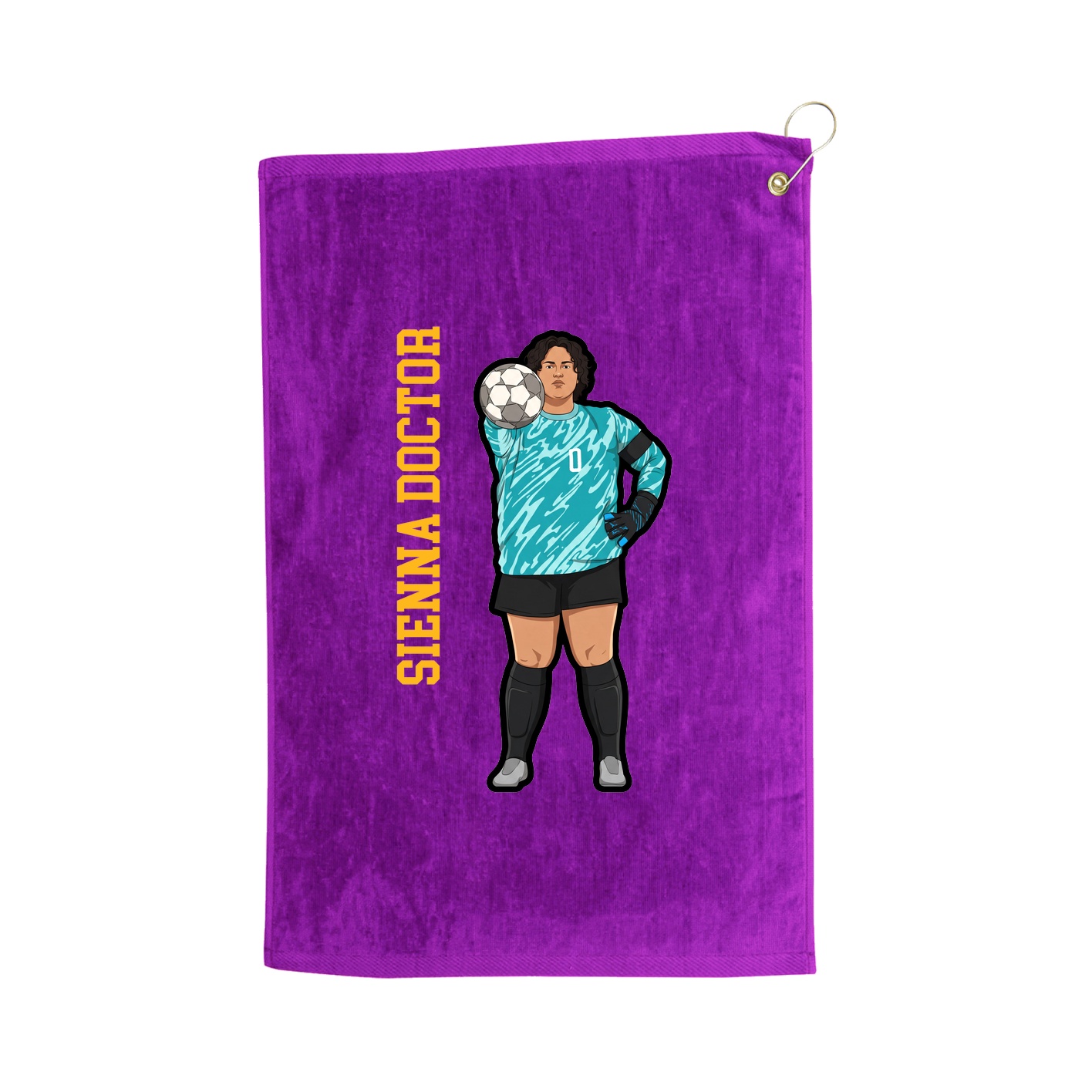 Golf Towel — Name Vertical in Purple