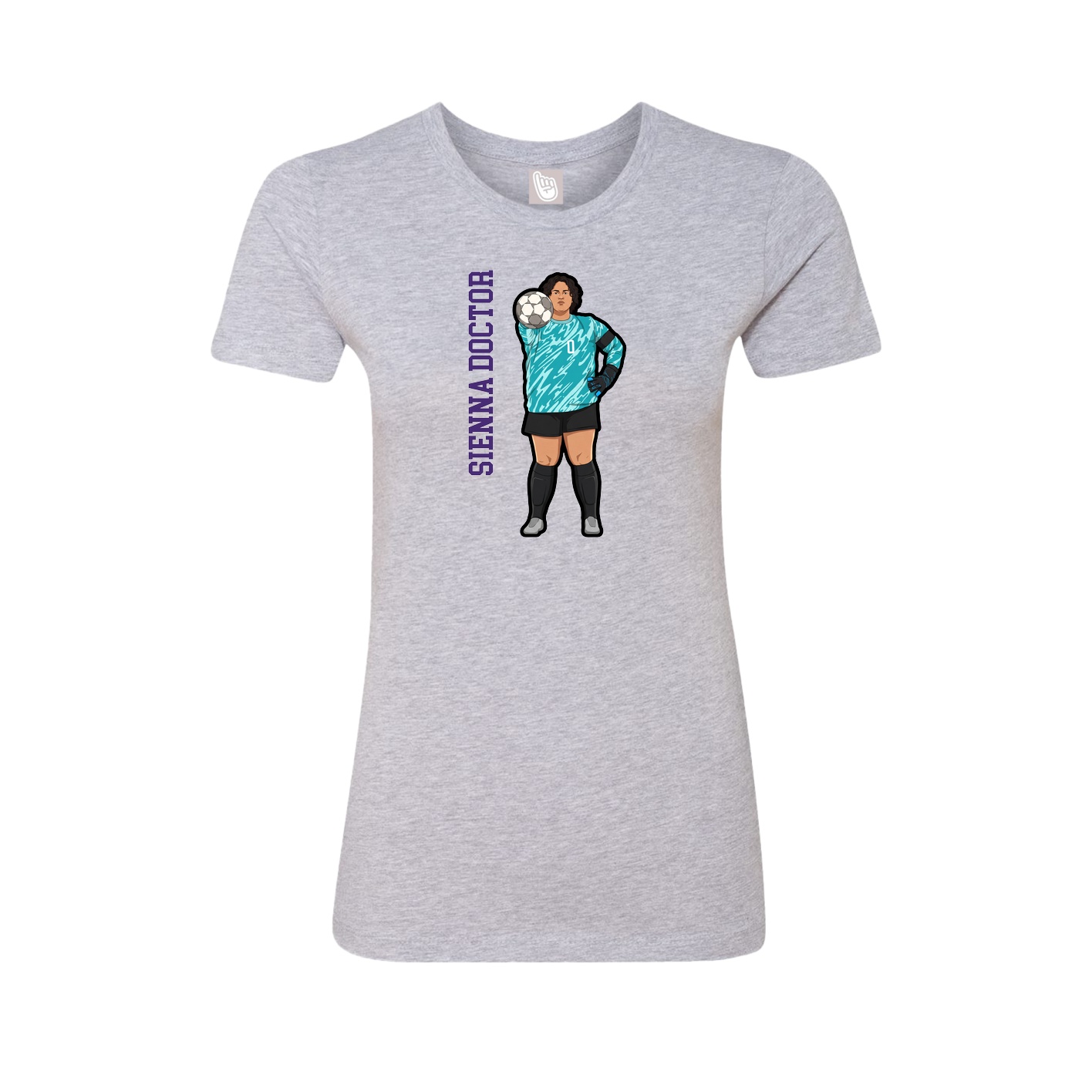 Fitted Women's Tee — Name Vertical in Grey