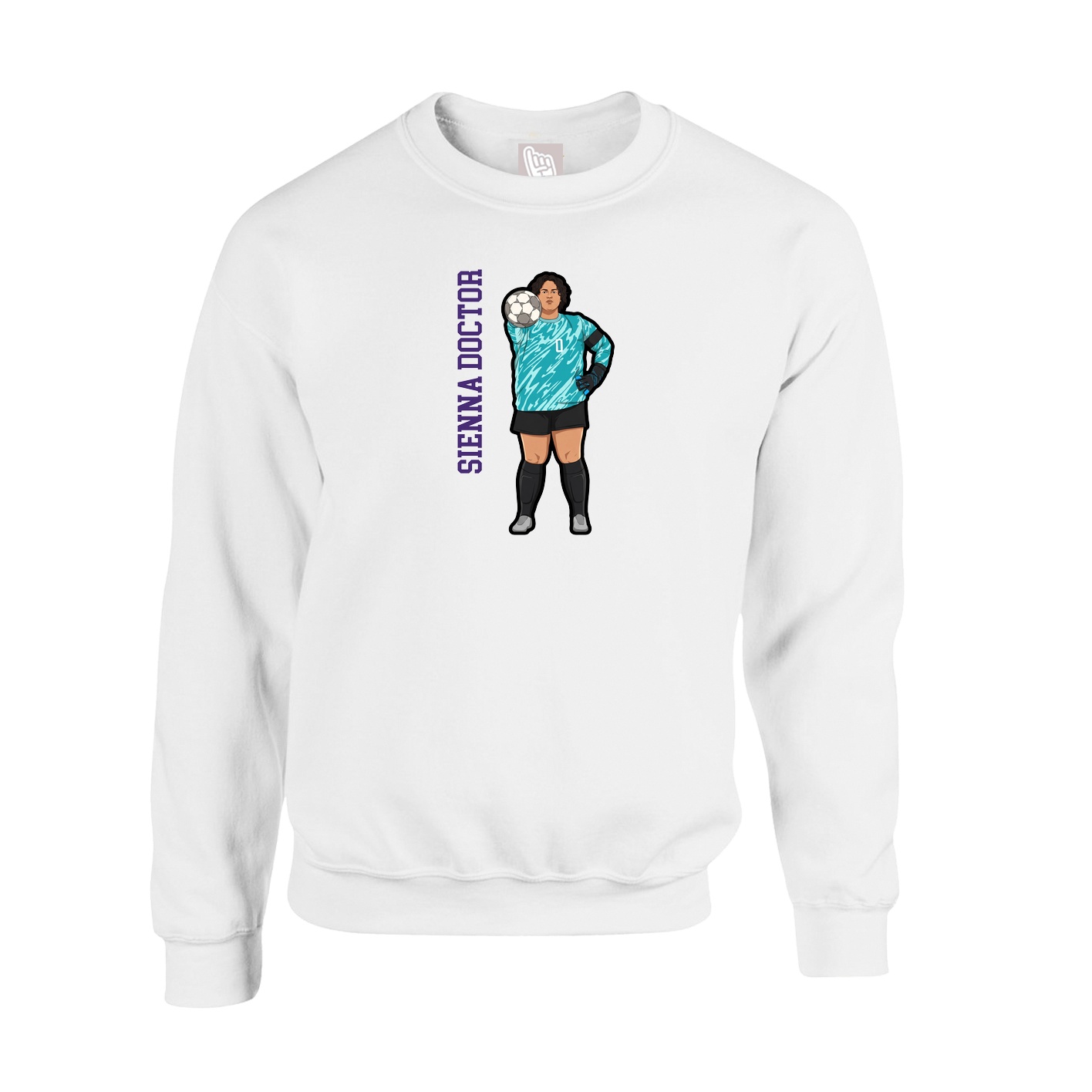 Fleece Crew — Name Vertical in White