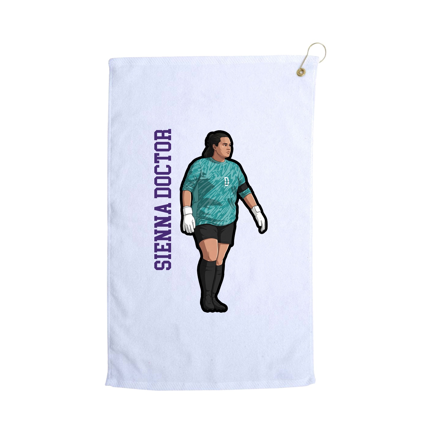 Golf Towel — Name Vertical in White