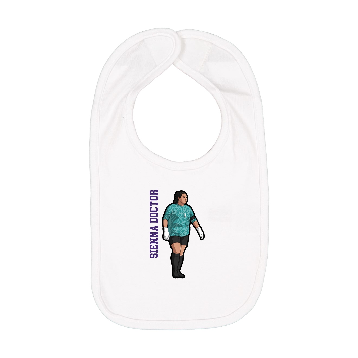 Infant Bib — Name Vertical in White
