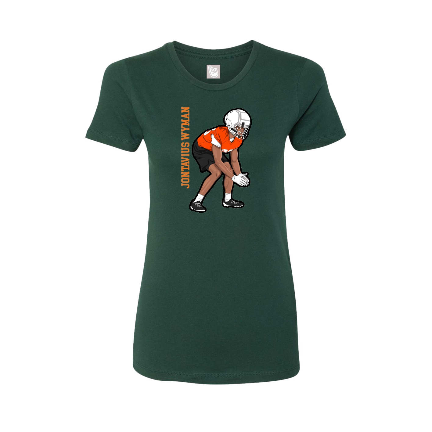 Fitted Women's Tee — Name Vertical in Green