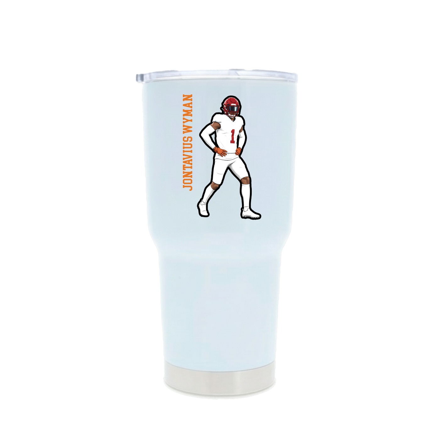 30oz Stainless Steel Tumbler — Name Vertical in White